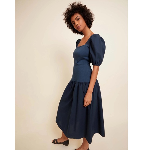 NWT Nation LTD Cordelia Lace Up Midi Dress in Blue Size Extra Small - Picture 3 of 4